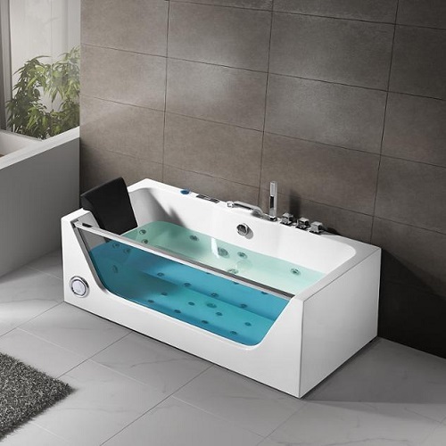 Freistehende Whirlpool-Massage Badewanne aus gehärtetem Glas