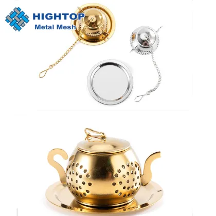 Shiny Gold Loose Leaf Tea Strainer and Infuser with Tray: Elegant Metal Tea Maker for Brewing High-Quality Teas