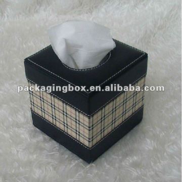 Luxury leather tissue box black