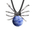 Sodalite 16MM Ball Antique Silver Spider Pendant (47x40mm) for DIY Making Jewelry