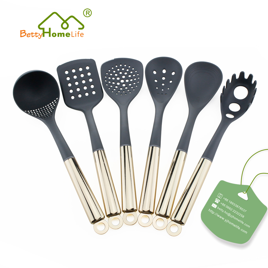 6PCS banhado a ouro conjunto de utensílios de aço inoxidável