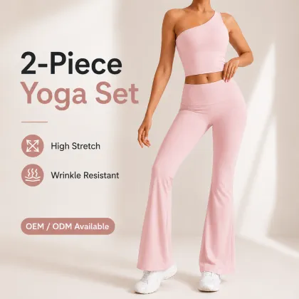 Women One Shoulder Crop Top Yoga Pants