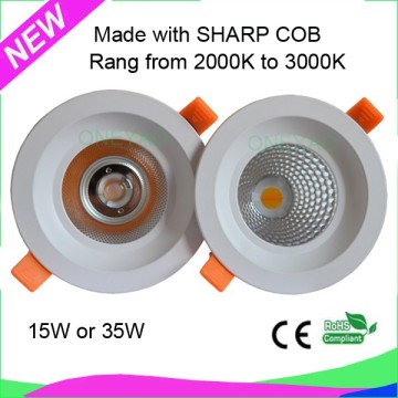 15W made with SHARP COB CCT rang from 2000K to 3000K downlight