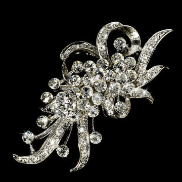 Antique Silver and Rhinestone Brooch