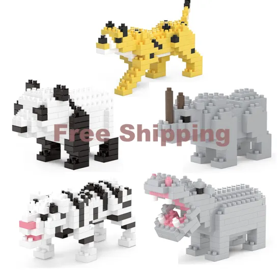 Affordable Building Blocks Toy Set: Cheetah, Rhino, Polar Bear, White Tiger, Panda, Hippo, and More - Free Shipping