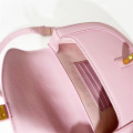 Classic Saddle Bag Leather Diagonal Pink Ladies Bag