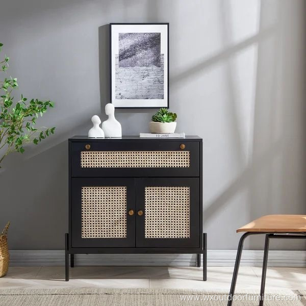 New Trend High Quality Nordic Style Sideboard Natural Storage Display Tv Tool Living Room Rattan Wood Cabinet