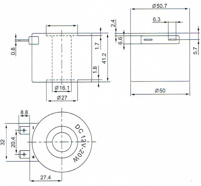 Dimension of BB16141208 Solenoid Coil: