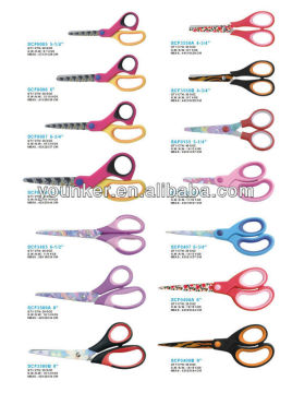 Colour coated differet size soft grip stainless office and students scissors
