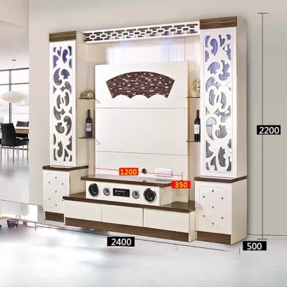 2024 Contemporary Trade Show Marble Floor Set: Table, Cabinet, Wandmeubel, Universal Furniture TV Stand
