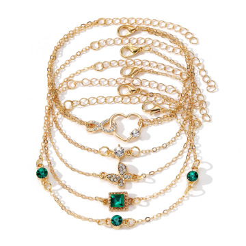 Bracciale cristallino zircone di nuovo cuore di moda set per donne - gioielli