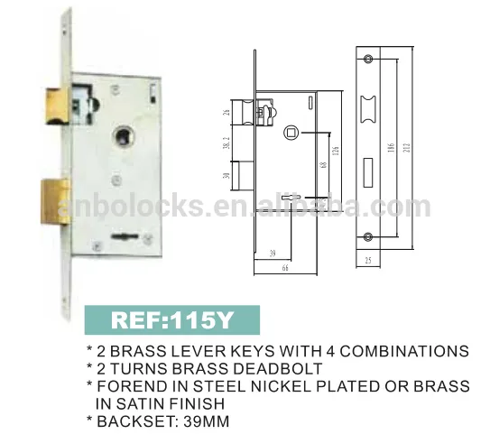 2 turns brass dead bolt key locks