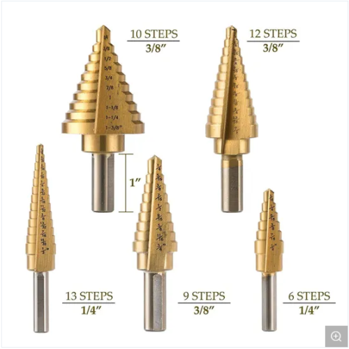 Ti-coated Step Drill Bit For Wood Metal Drilling