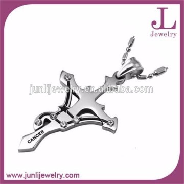 Junli Jewelry Hot Sale CZ Stone Black Enamel Pendant Stainless Steel Cancer Pendant