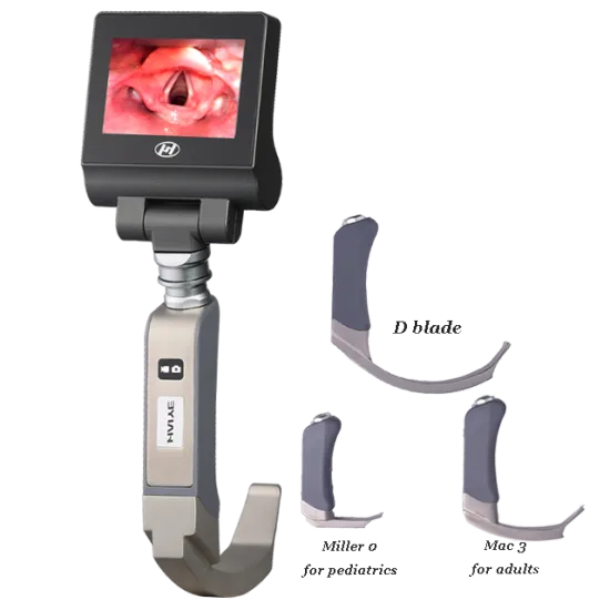 Factory Price Video Laryngoscope with 3-inch Screen and 3 Blades for Airway Intubation