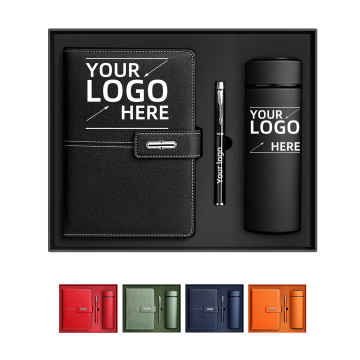Wholesale Luxury PU Leather A5 Notebook Gift Set with Pen and Thermal Mug