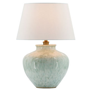 Design de abajur curto de cerâmica com abajur branco