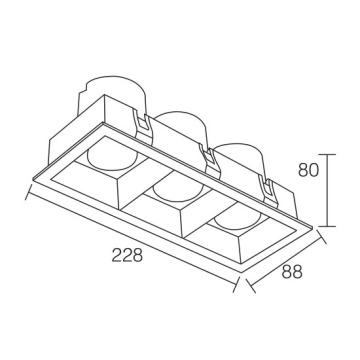 LEDER ตัวโคมไฟอะลูมิเนียมทรงพลัง 12W*3 LED Downlight