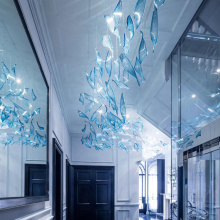 Individuality customized charming lobby blue crystal pendant