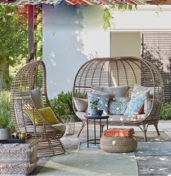 Modern Outdoor Rattan Wicker Bird's Nest Lounge Chair Sofa Bed