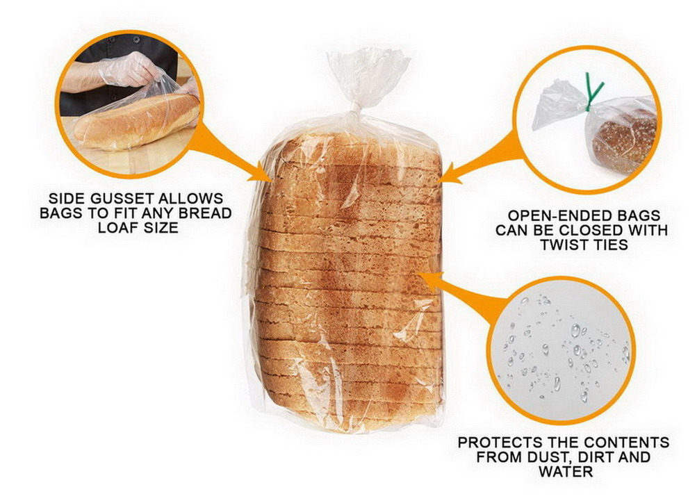 Clear Top Open Poly Plastic Bag Bakery Bread Cookie Packaging Bag