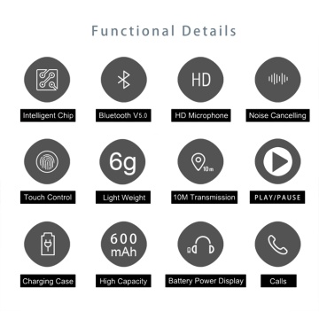 TWS V5.0 터치 방수 Bluetooth 이어 버드