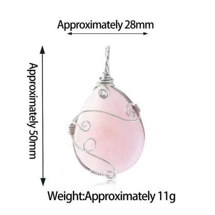 Black Obsidian 25x35MM Teardrop Wrapped Steel Wire Stone Pendant (28X50MM)