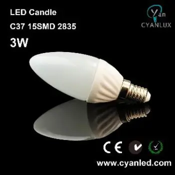 3W LED ceramics bulb candle C37 E14 SMD glass lamps lights lighting