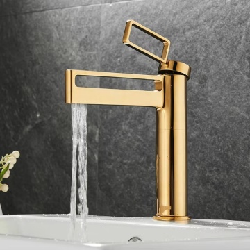 Customized Gold Black Chrome Polished Art Brass Bathroom Faucet with Waterfall Mixer