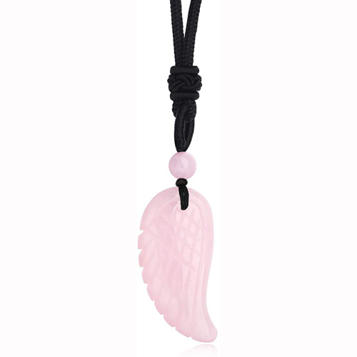 Gemstone wing pendant necklace charms natural crystal quartz stone angel feather wing pendant choker