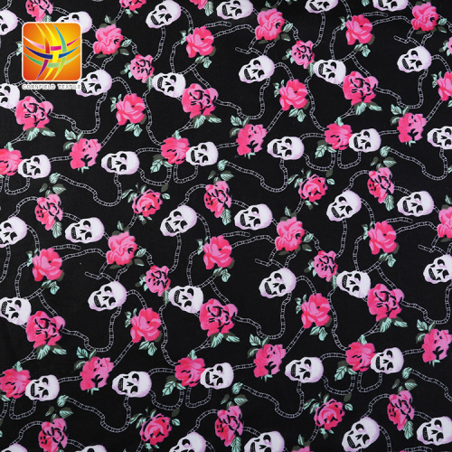 Fashionable Stretch Cotton Fabric Skull Printed