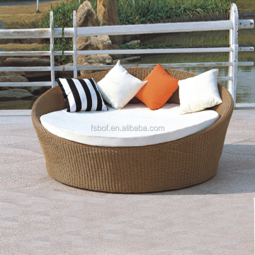 Wholesale Outdoor Rattan Wicker Brown Garden Sun Bed