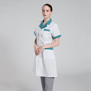 Hot Selling Slim Short Sleeve Medical Lab Coat for Clinical Hospital Staff