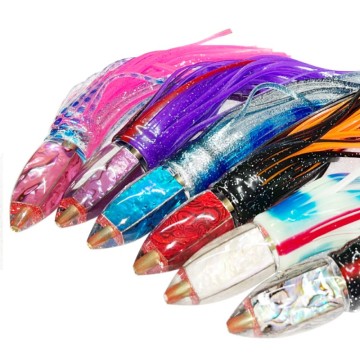 Penjualan Panas 9.2 inci 4 oz tuna gewang untuk marlin: chugger jig, resin, cermin, umpan lembut dengan skirt, gewang menyelam dalam