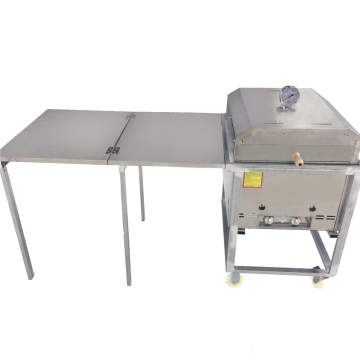 Commercial Outdoor Gas Pizza Oven: Mobile Baking Machine with Stainless Steel Desk