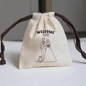 Sac à cordon sur toile Sac cadeau invité de mariage