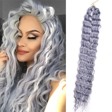 32 inches Water Wave Hair Long Corn Curly Grey Blonde Braids Deep Wavy Crochet Braiding Hair Synthetic Hair Extensions