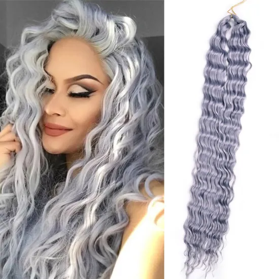 32 inches Water Wave Hair Long Corn Curly Grey Blonde Braids Deep Wavy Crochet Braiding Hair Synthetic Hair Extensions