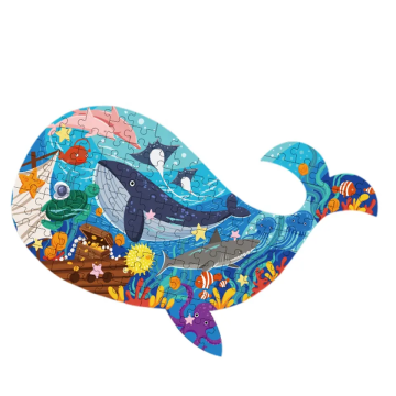 105pcs Ocean Whale Sea Animal Paper Jigsaw Puzzle for Kids: Educational Backpack Box Set