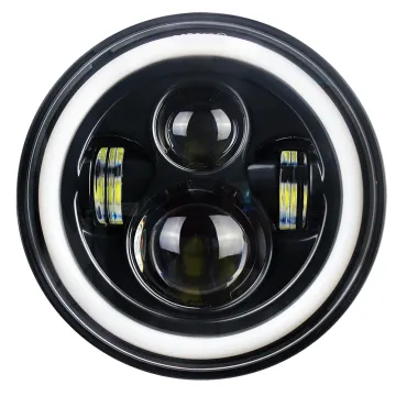 7 Inch Round LED Headlight with Amber Halo for Jeep JK