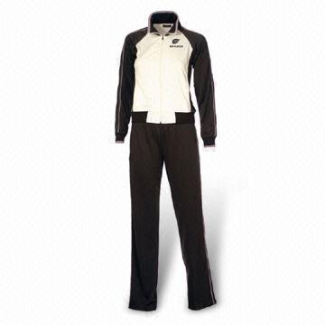 Women's Tracksuit, with Stripped Rib on Collar, Cuffs and Jacket Bottom Border