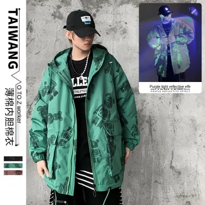 Machine bear luminous cotton jacket 2021 new men's jacket