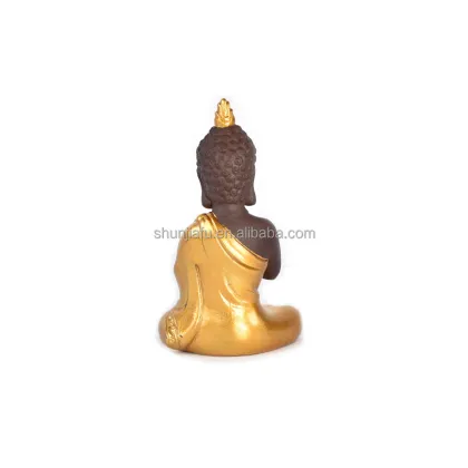 Golden Ceramic Buddha Statue - Elegant Home Decor with Intricate Cassock Design