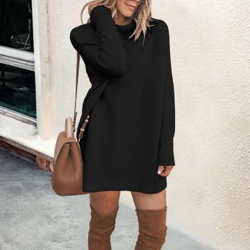 Women's Long Sleeve Turtleneck Sweater Dress