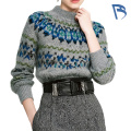 Atas Rajutan Kelabu Biru Bergaya untuk Pakaian Kasual