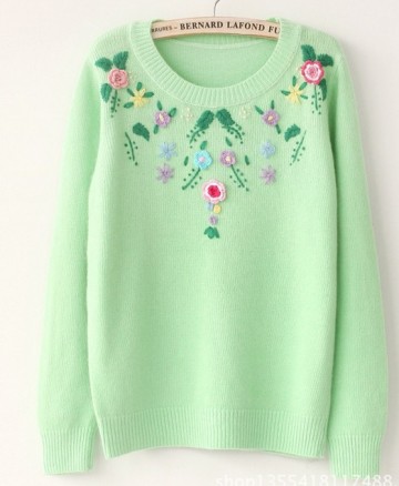 Crocheted Flower Sweet Pullover (BTX859)