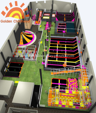 Playground de estrutura de trampolim estimulado para crianças