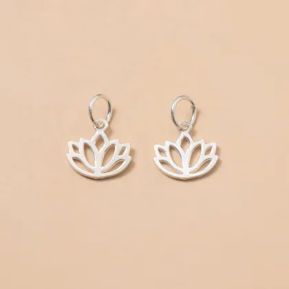 925 Sterling Silver Lotus Flower Charm Necklace Jewelry Making Pendant