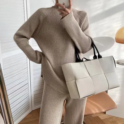 Plus Size Women's Solid Color Two Piece Long Sets