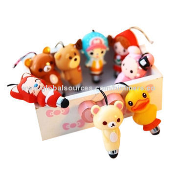 Promotion cute shaped silicone logo free pen touch